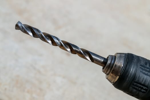 The Isolated Drill Bits with the Gray Ground Background