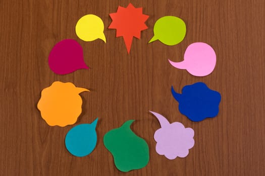 The Handmade Colorful Origami Balloons on the Wooden Background