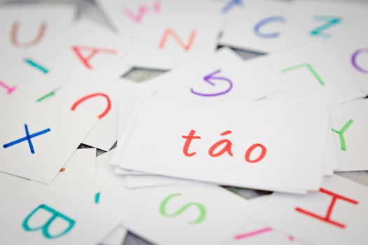 Vietnamese; Learning the New Word with the Alphabet Cards; Writing APPLE