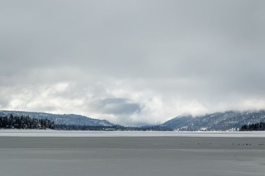 Flozen Lake, Climate Change at Southern California, Big Bear Lake, San Bernardino, 2016