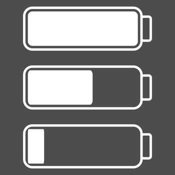 Smartphone or cell phone low battery icon. Low energy symbol. Flat illustration. Black and white.