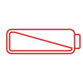 Smartphone or cell phone low battery icon. Low energy symbol. Flat illustration. Red and white.