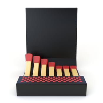 Black cardboard matcbook Front view 3D render illustration isolated on white background