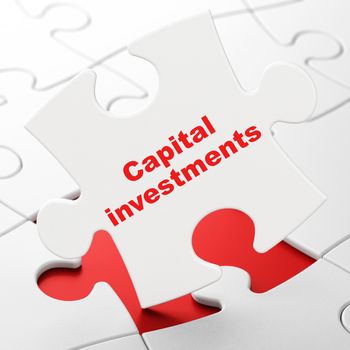 Banking concept: Capital Investments on White puzzle pieces background, 3D rendering