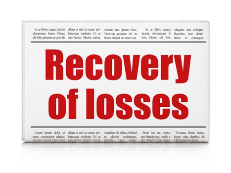 Money concept: newspaper headline Recovery Of losses on White background, 3D rendering