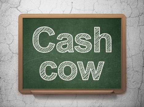 Finance concept: text Cash Cow on Green chalkboard on grunge wall background, 3D rendering