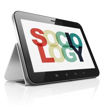 Education concept: Tablet Computer with Painted multicolor text Sociology on display, 3D rendering