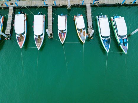 Aerial view of yachts marine station in Pattaya Thailand