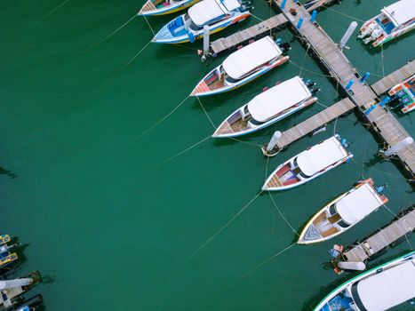 Aerial view of yachts marine station in Pattaya Thailand