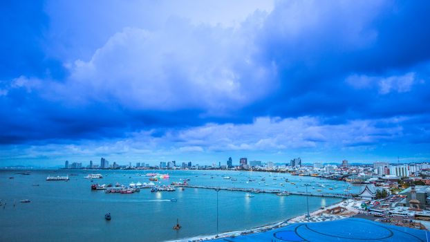 Pattaya cityscape view at twilight