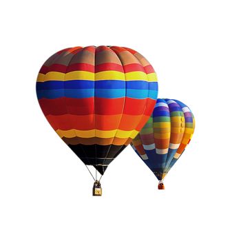 Colorful hot air balloons isolated on white background.