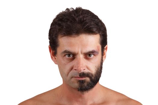 split personality - portrait of man with half shaved and unshaven face