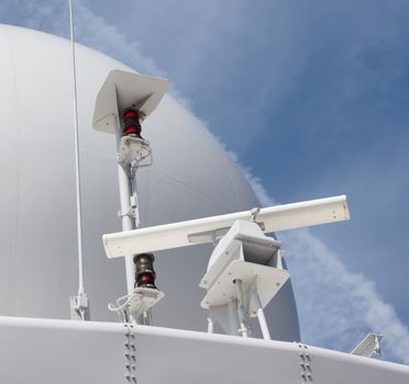 Radar antenna on a military ship - Selective focus