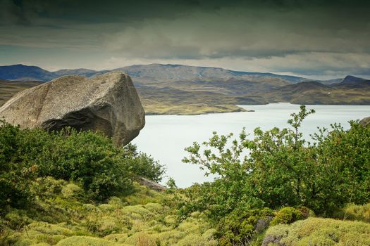 Landscape of the Torres del Paine National Park, Chile, South America