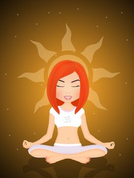 illustration of spiritual girl in meditation