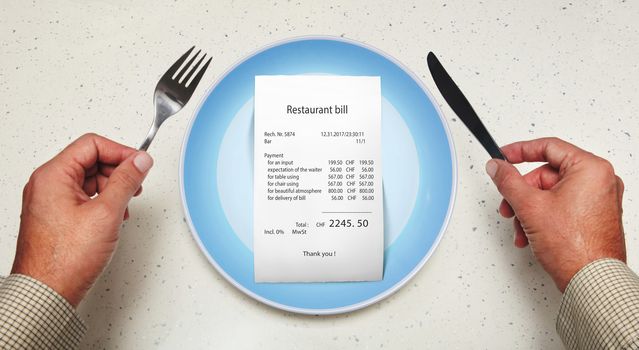 The bill on empty plate for visitor at restaurant