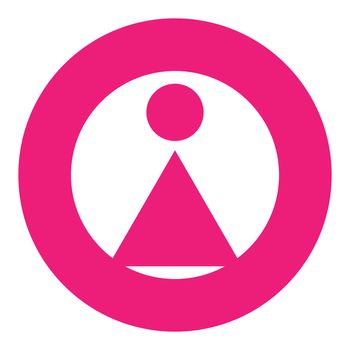 Gender icon symbol. Female girl woman icon in circle. Pink symbol.