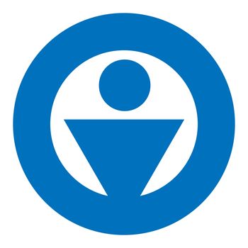 Gender icon symbol. Male boy man icon in circle. Blue symbol.