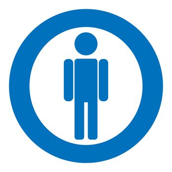 Gender icon symbol. Male boy man icon in circle. Blue symbol.