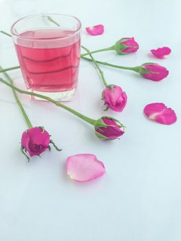 pink rose and sweet drink