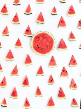 slices of watermelon on white background