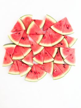 slices of watermelon on white background