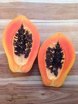 Sweet papaya on wooden background