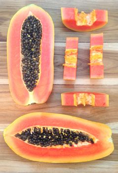 Sweet papaya on wooden background