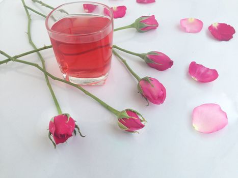 pink rose and sweet drink