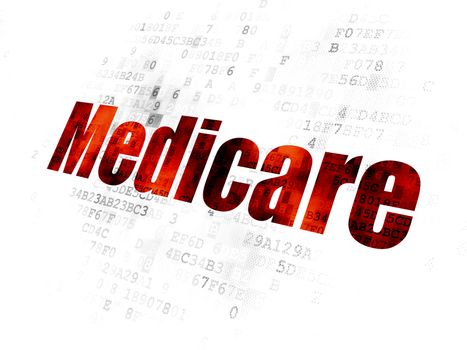 Healthcare concept: Pixelated red text Medicare on Digital background