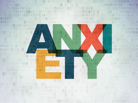 Health concept: Painted multicolor text Anxiety on Digital Data Paper background