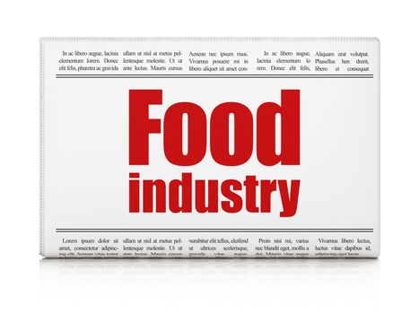 Manufacuring concept: newspaper headline Food Industry on White background, 3D rendering