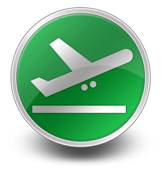 Icon, Button, Pictogram with Airport Departures symbol