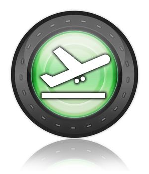 Icon, Button, Pictogram with Airport Departures symbol