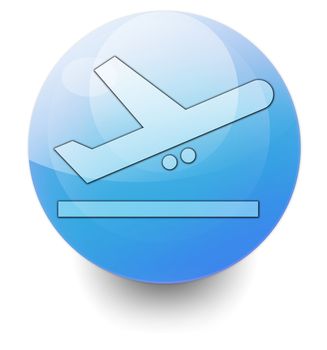 Icon, Button, Pictogram with Airport Departures symbol