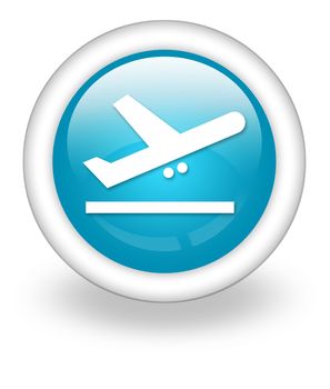 Icon, Button, Pictogram with Airport Departures symbol