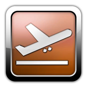 Icon, Button, Pictogram with Airport Departures symbol