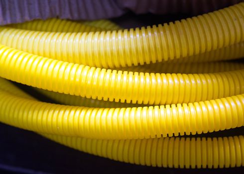 Yellow Flexible Conduit - Enclosure For Fiber Optic Cable, Equipment For Electrical Communications, Electronics