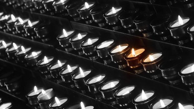 Candles in a church, memory of the loved ones