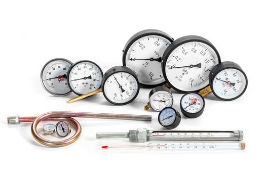 manometers for measurement of pressure isolated on a white background