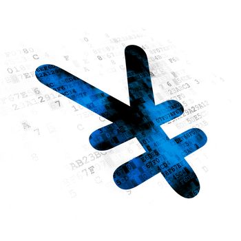 Banking concept: Pixelated blue Yen icon on Digital background