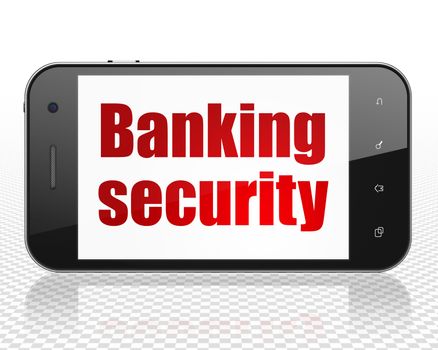 Security concept: Smartphone with red text Banking Security on display, 3D rendering