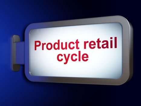 Advertising concept: Product retail Cycle on advertising billboard background, 3D rendering