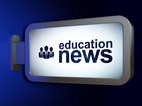 News concept: Education News and Business People on advertising billboard background, 3D rendering