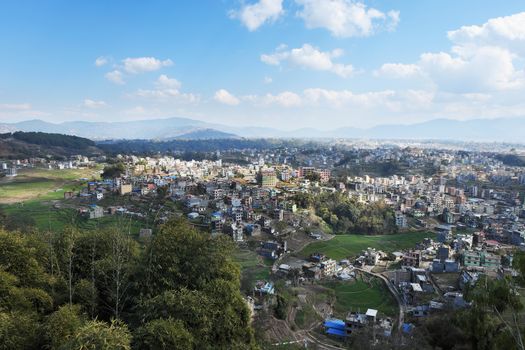 
Nepal, view of Kathmandu from the Kapan monastery on a sunny day