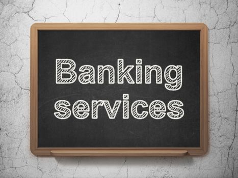 Banking concept: text Banking Services on Black chalkboard on grunge wall background, 3D rendering