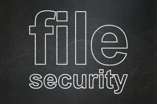 Protection concept: text File Security on Black chalkboard background