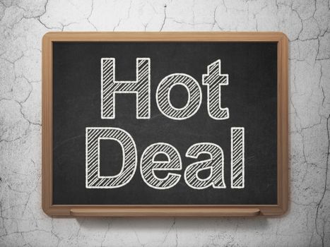 Business concept: text Hot Deal on Black chalkboard on grunge wall background, 3D rendering
