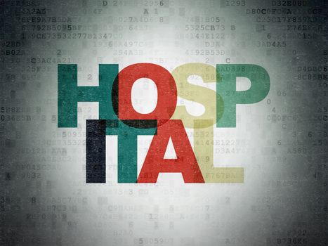 Medicine concept: Painted multicolor text Hospital on Digital Data Paper background