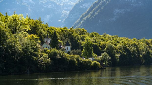 Castle Schloss on the Shoreline of Lake Hallstatt